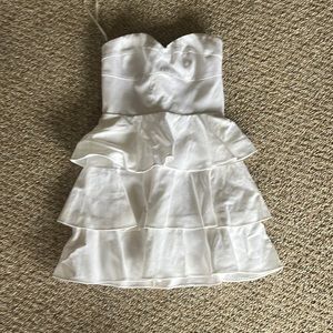 White Strapless with ruffles